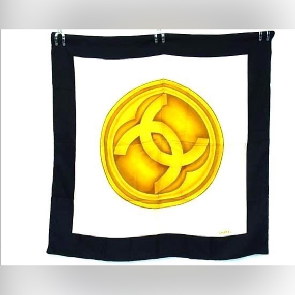 CHANEL Accessories - Chanel Coco Mark Logo 100% Silk Large Scarf